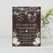 Weißrosa Blume String Lights Stall I DO GRILLEN Einladung (Stehend Vorderseite)