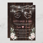 Weißrosa Blume String Lights Stall I DO GRILLEN Einladung (Vorne/Hinten)