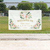 Weißrosa Blume Taufe Mädchen Kreuz Begrüßungszeich Banner (Insitu)