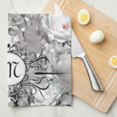 Weißrosa Blume Winterblumengrau Geschirrtuch (Viertel Falte)