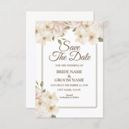 Weißrosa Blumenrahmen Moderne Hochzeit Save The Date