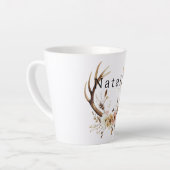 Weißrosa Blütenstaub Antler Personalisiert Milchtasse (Linke Ecke)