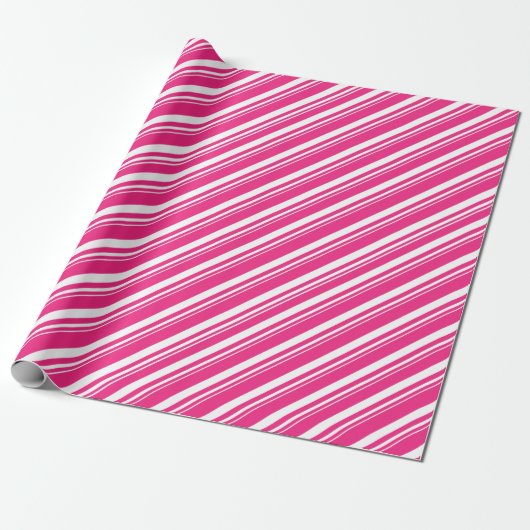 Weißrosa Candy Cane Stripe Geschenkpapier (Ungerollt)