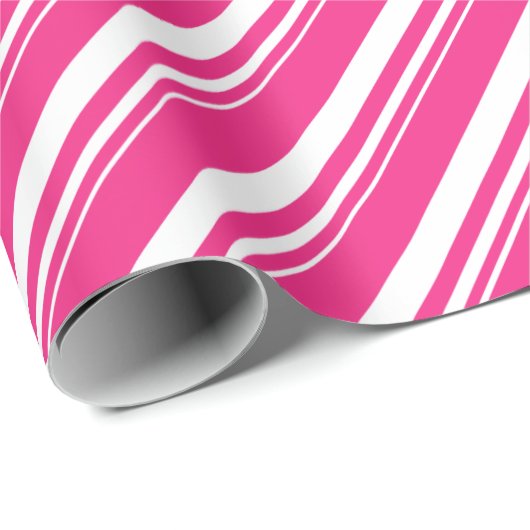 Weißrosa Candy Cane Stripe Geschenkpapier (Rolleneckpunkt)