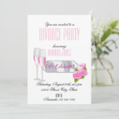 Weißrosa Champagner-Party Einladung (Stehend Vorderseite)