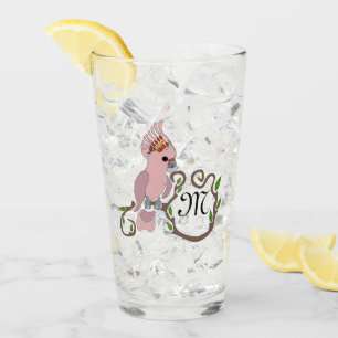 Weißrosa Cockatoo Monogramm Glas