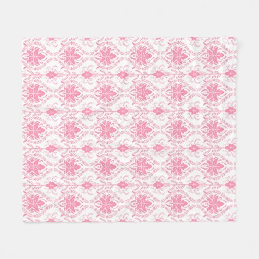 Weißrosa Damastmuster Fleecedecke (Vorderseite (Horizontal))