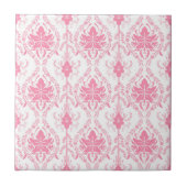 Weißrosa Damastmuster Fliese (Vorderseite)