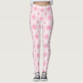 Weißrosa Damastmuster Leggings (Vorderseite)
