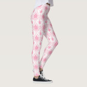 Weißrosa Damastmuster Leggings (Rechts)