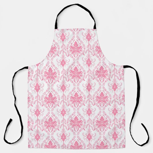 Weißrosa Damastmuster Schürze (Vorderseite)