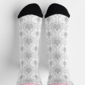 Weißrosa Damastmuster Socken (Oben)