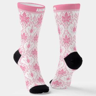 Weißrosa Damastmuster Socken