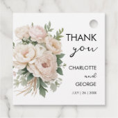 Weißrosa Erdnüsse blühende rustikale Gastgeschenke Geschenkanhänger (Rückseite)