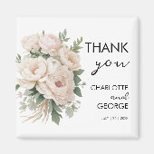 Weißrosa Erdnüsse blühende rustikale Gastgeschenke Magnet (Vorne)