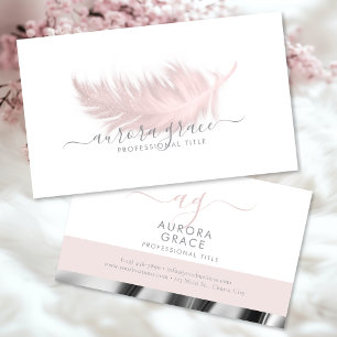 Weißrosa Feather Silver Visitenkarte
