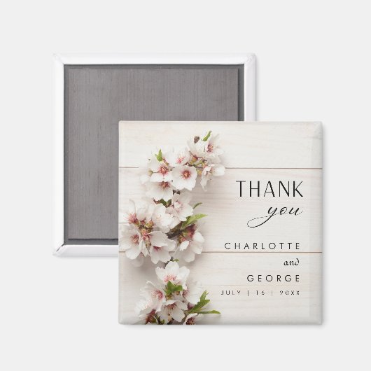 Weißrosa Floral | Gastgeschenk Hochzeit Magnet (Vorderseite/Rückseite)