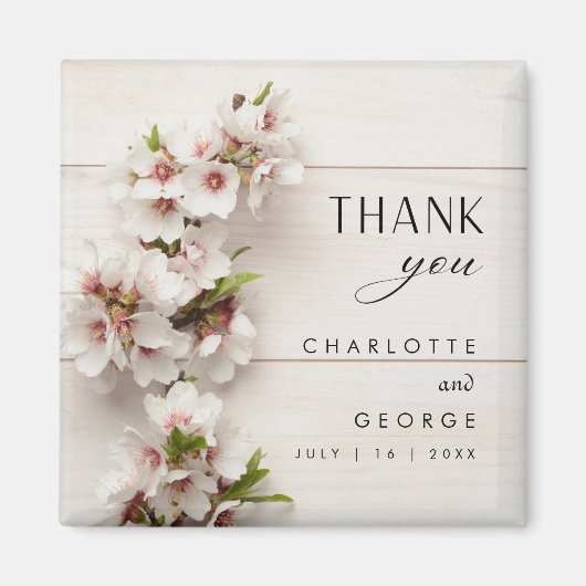 Weißrosa Floral | Gastgeschenk Hochzeit Magnet (Vorne)