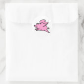 Weißrosa Flying Pig Runder Aufkleber (Tasche)