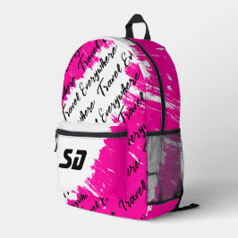 Weißrosa gebürstetes Schwarz mit Initialen Bedruckter Rucksack