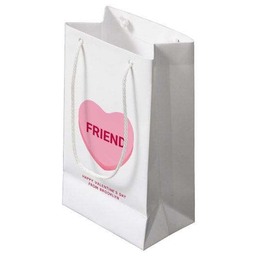 Weißrosa Gespräch Freund Herz Valentine Kleine Geschenktüte (Vorderseite Schrägansicht)