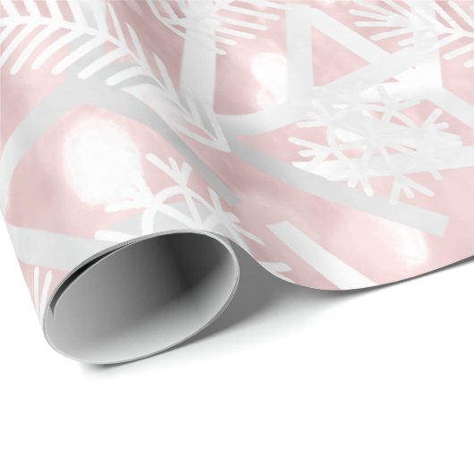 Weißrosa Glitzer Weihnachtsfeiertag Snowflake Joy Geschenkpapier (Rolleneckpunkt)