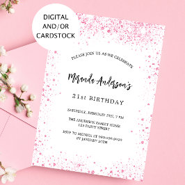 Weißrosa Glitzer zum Geburtstag Glitzern elegant Einladung