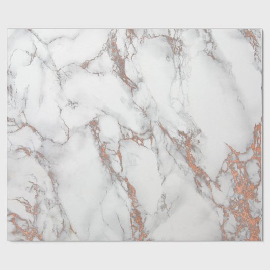 Weißrosa grauer Marmor Shiny Pinsel Stone Copper Geschenkpapier (Flach)
