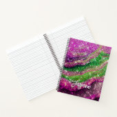Weißrosa-grüner Glitzer-Monogramm Editor Notizblock (Innenseite)