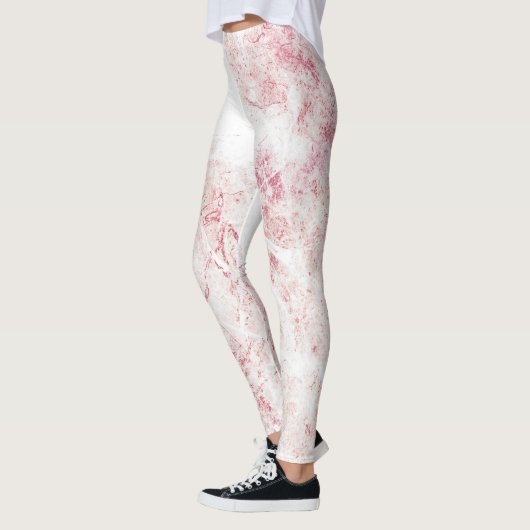 Weißrosa Grunge Marmor Textur Leggings (Links)