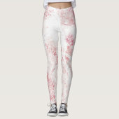 Weißrosa Grunge Marmor Textur Leggings (Vorderseite)