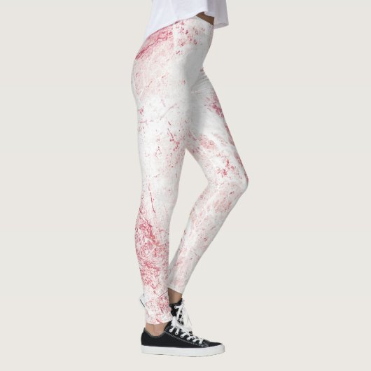 Weißrosa Grunge Marmor Textur Leggings (Rechts)