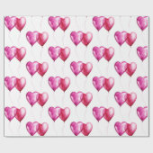 Weißrosa Herzballoons Geburtstag Geschenkpapier (Flach)