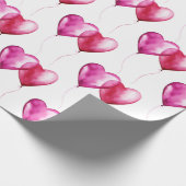 Weißrosa Herzballoons Geburtstag Geschenkpapier (Ecke)