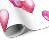 Weißrosa Herzballoons Geburtstag Geschenkpapier (Rolleneckpunkt)