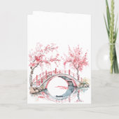 Weißrosa Kirschblossom Blumendenken Karte (Rückseite)