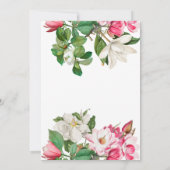 Weißrosa Magnolia Blume Taufe Christening Einladung (Rückseite)