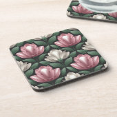 Weißrosa Magnolias Untersetzer Set (Linke Seite)