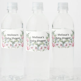 Weißrosa Magnolienblüte personalisieren Wasserflaschenetikett