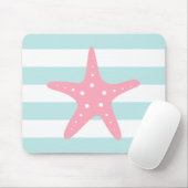 Weißrosa Mintstreifen Mousepad (Mit Mouse)