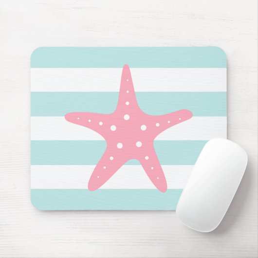 Weißrosa Mintstreifen Mousepad (Mit Mouse)