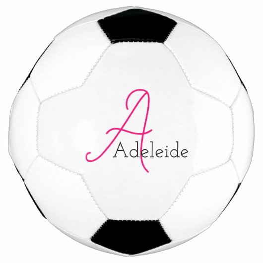 Weißrosa Monogramm Fußball (Vorderseite)