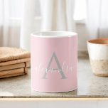 Weißrosa Name Initial Monogram Elegant Script Zweifarbige Tasse<br><div class="desc">Rosa, Rosa, Grau und Weiß-elegante Monogram Hand Lettered Script Name and Initial Coffee Tasse. Die Tasse ist das ideale Geschenk für jemanden, der moderne und stilvolle Chic-Lieben für einen Geburtstag, eine Hochzeit, einen Weihnachtsfeiertag, ein Brautparty oder einen besondere Anlass schenkt. Bitte kontaktieren Sie den Designer, um passende Artikel zu erhalten....</div>