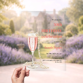 Weißrosa Perlen zum Geburtstag klar Acryleinladungen