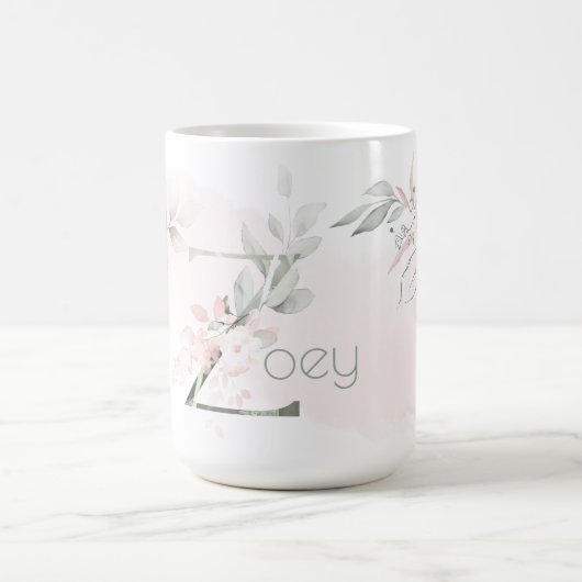 Weißrosa Rose Monogram Z Kaffeetasse (Mittel)