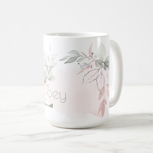 Weißrosa Rose Monogram Z Kaffeetasse (VorderseiteRechts)