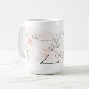 Weißrosa Rose Monogram Z Kaffeetasse