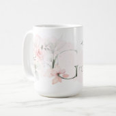 Weißrosa Rose Monogramm Buchstaben G Kaffeetasse (Vorderseite Links)
