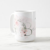 Weißrosa Rosenmonogramm Buchstaben B Kaffeetasse (Vorderseite Links)