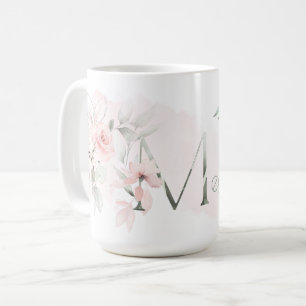 Weißrosa Rosenmonogramm Kaffeetasse